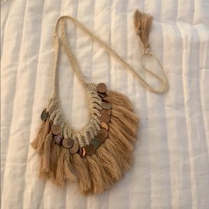 Hand cricketer tassel and coin necklace